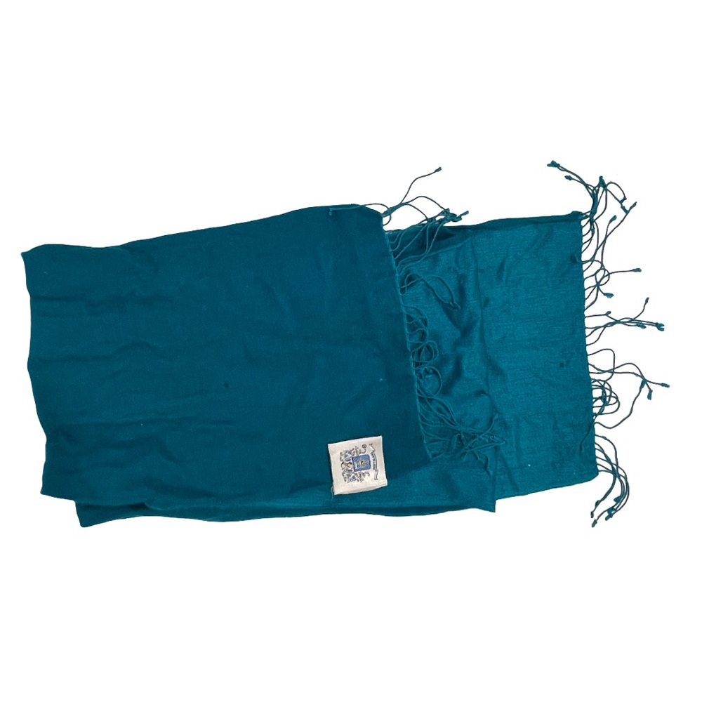 Portolano Teal Cashmere Silk Merino Wool Scarf – Made in Nepal